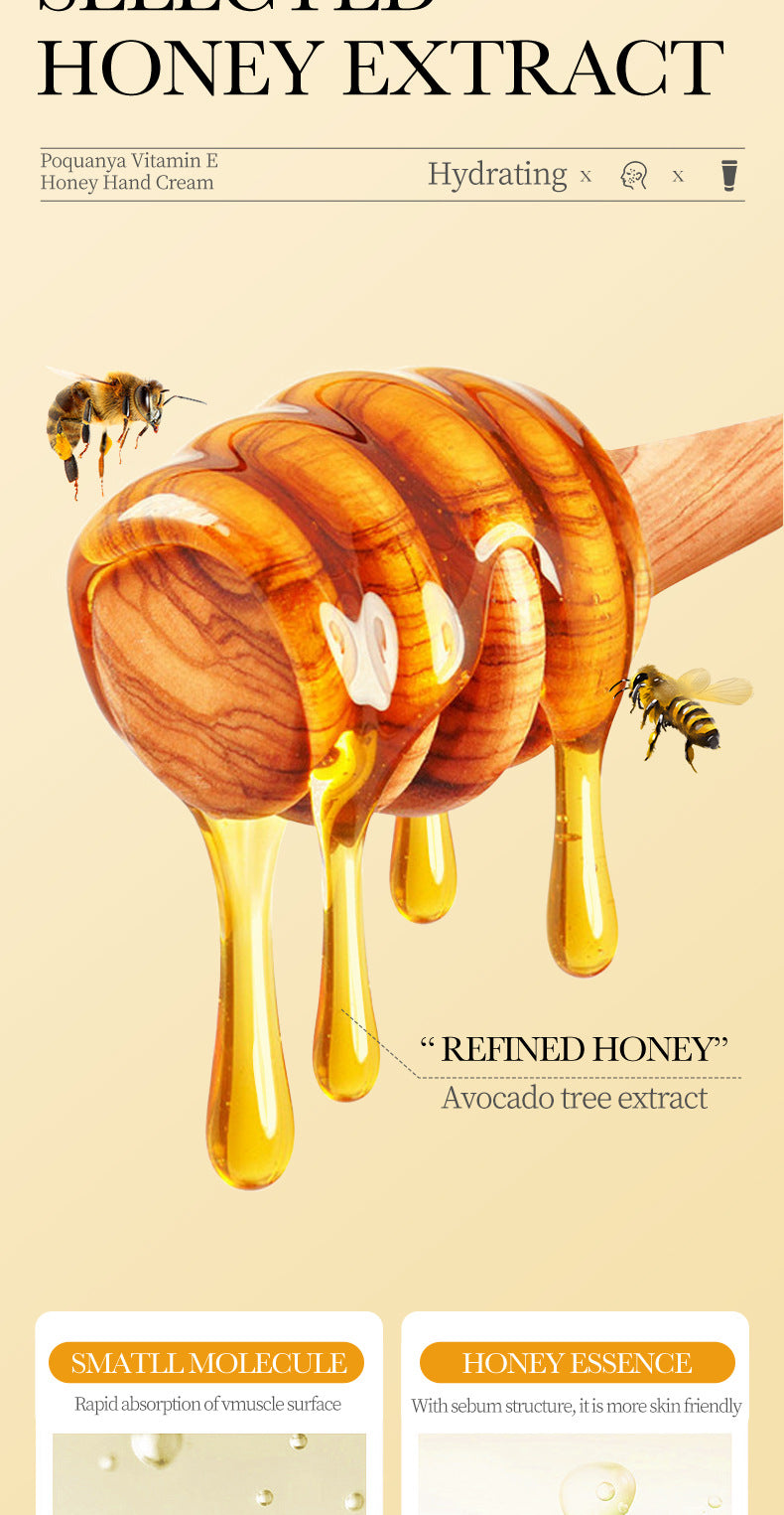 Honey and Vitamin E Hand Cream Moisturizing Lotion, enriched with glycerin, deeply hydrates and repairs dry, cracked hands