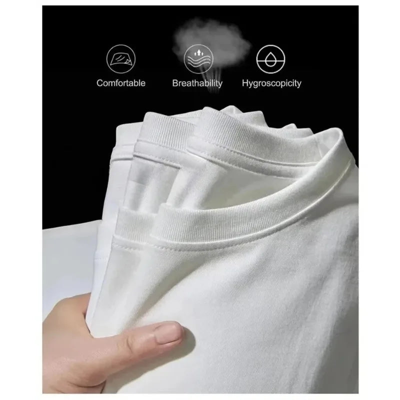 New short-sleeved T-shirt made of 100% pure cotton, suitable for both men and women. It is a summer style, loose and casual.