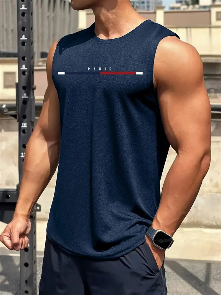 New Men's Outdoor Casual T-Shirt Gym Exercise Sleeveless Shirt Mens Summer Loose Undershirt Running Vest Fashion Casual Clothing