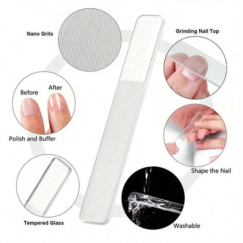 4-piece black stainless steel nail clipper with nano glass file polishing nail file manicure tool set
