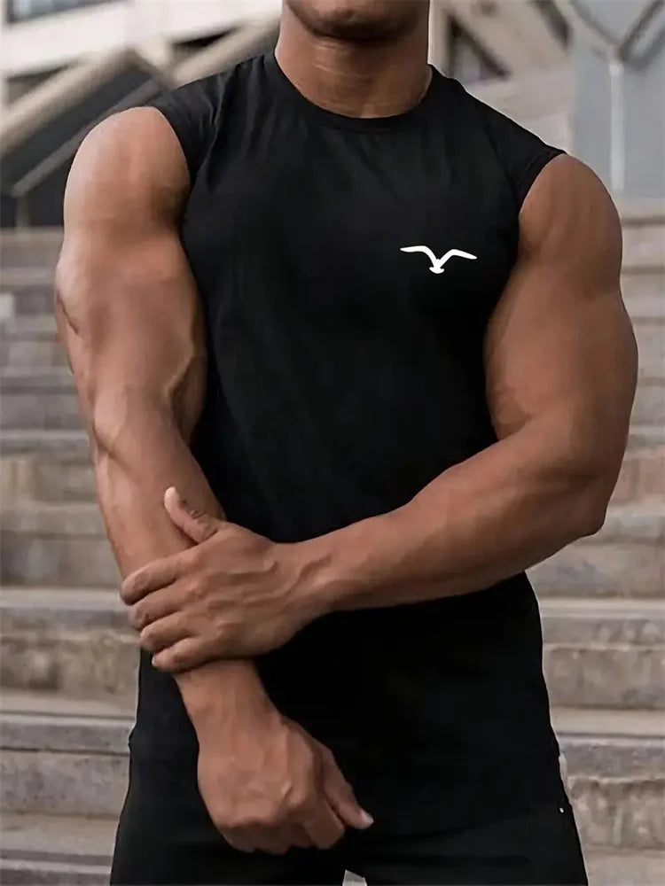 New Men's Outdoor Casual T-Shirt Gym Exercise Sleeveless Shirt Mens Summer Loose Undershirt Running Vest Fashion Casual Clothing