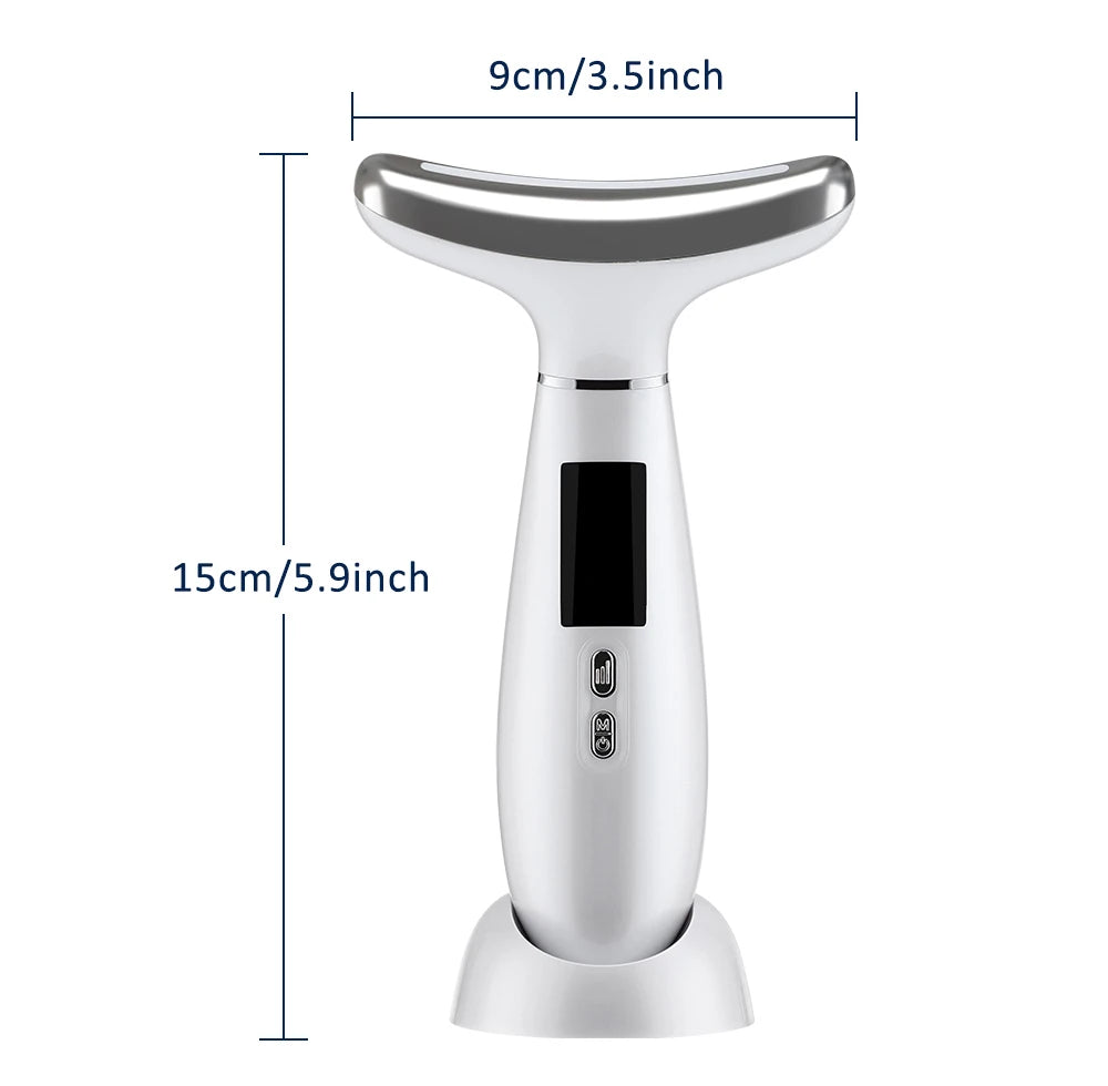 Neck Massager EMS Facial Lift 7 Light Modes Electric Skin Tightening Device LED Photon Therapy Beauty Instrument Anti Wrinkle