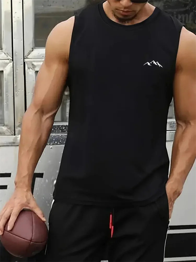 New Men's Outdoor Casual T-Shirt Gym Exercise Sleeveless Shirt Mens Summer Loose Undershirt Running Vest Fashion Casual Clothing
