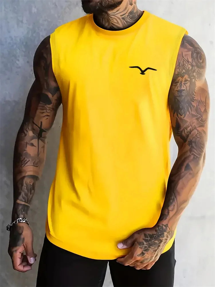 New Men's Outdoor Casual T-Shirt Gym Exercise Sleeveless Shirt Mens Summer Loose Undershirt Running Vest Fashion Casual Clothing