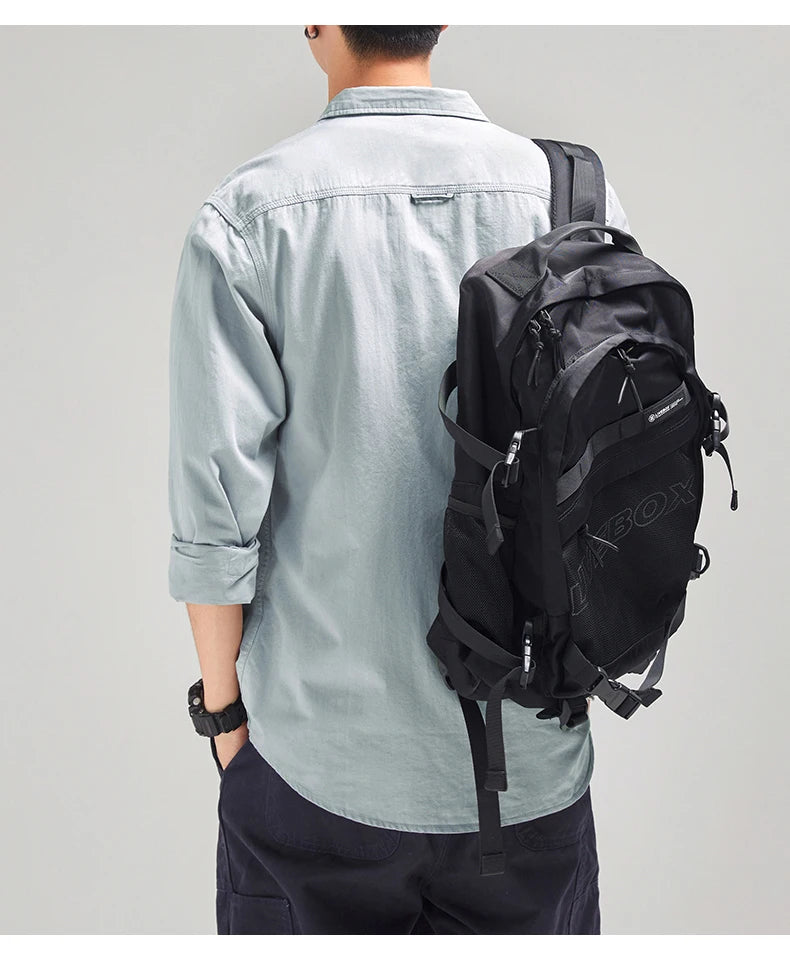 HIQOR New in Mens Vintage Shirt Male Lone Sleeve Cargo Shirts 100% Cotton Casual Solid Shirt Male Pocket Work Shirt Man Clothing