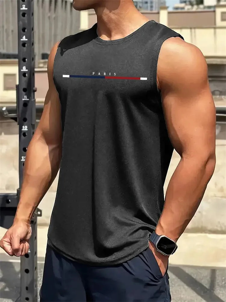 New Men's Outdoor Casual T-Shirt Gym Exercise Sleeveless Shirt Mens Summer Loose Undershirt Running Vest Fashion Casual Clothing